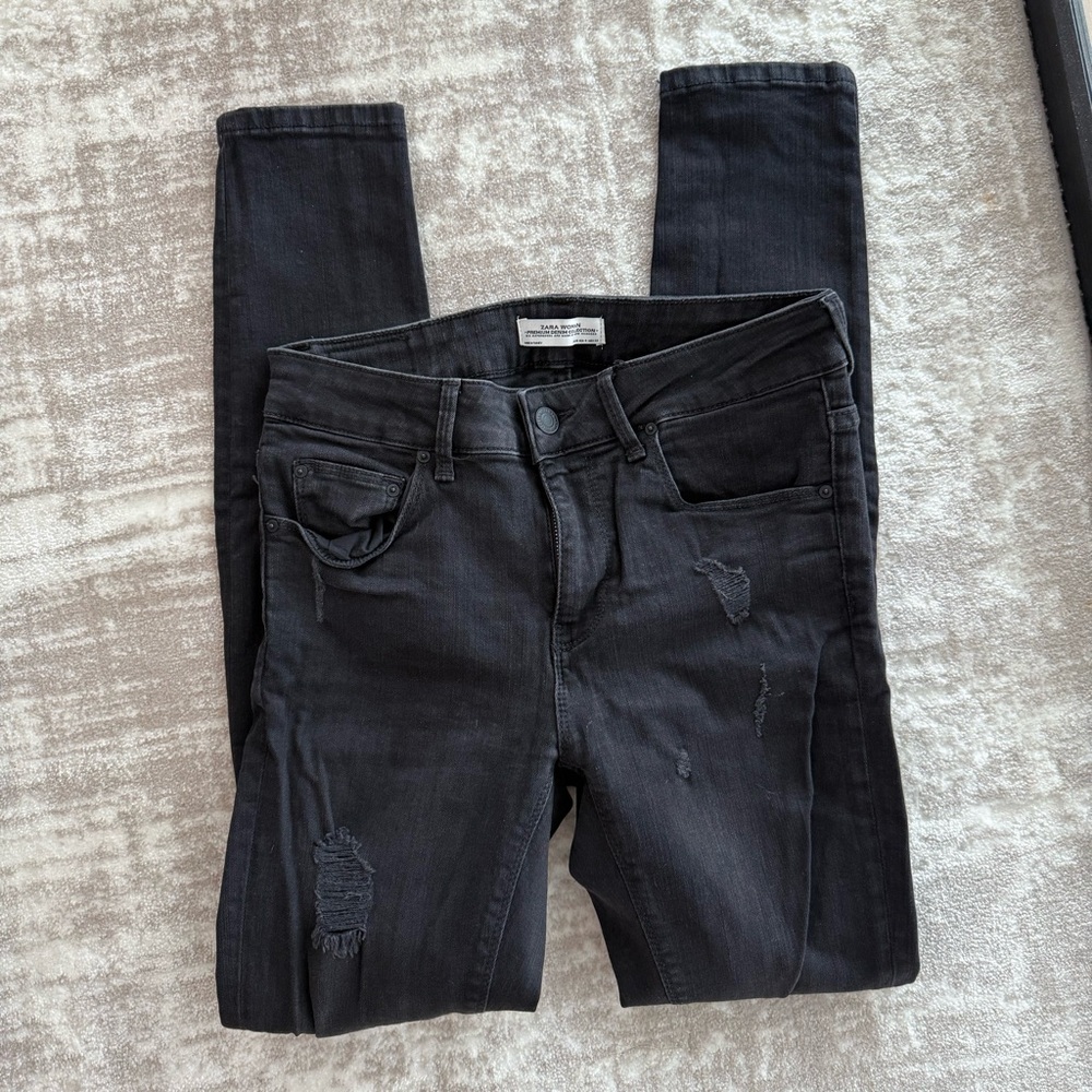 NEW Zara Premium collection High Waisted Black Jeans